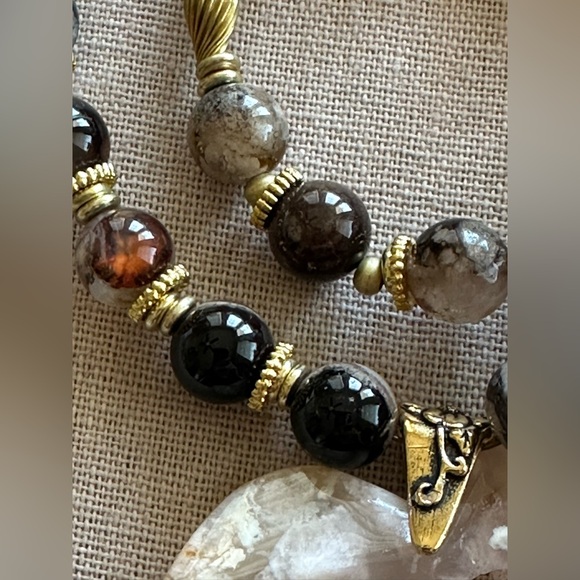 22 inch Black Cherry Blossom Agate Gemstone bead Necklace NWOT - Picture 5 of 15